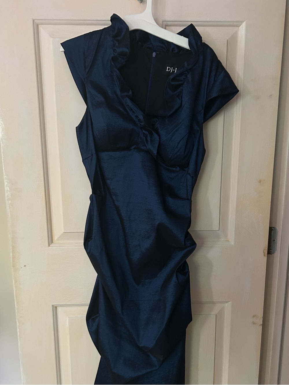 DJ-I Navy Ruffle-Trim Midi Dress
